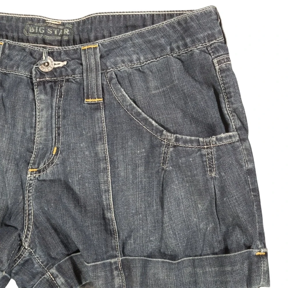 Big Star Womens Denim Shorts Size‎ 28 Medium Wash Cuffed Low Rise BSW1120 USA